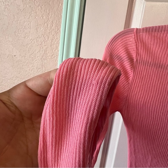 Maison Scotch Pink Ribbed Turtleneck Long Sleeve Top Size XS - Picture 10 of 11